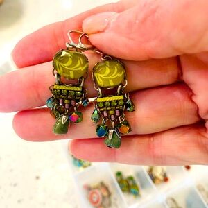 Ayalabar Elegant Green Chandelier Earrings